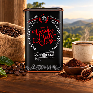 Café Molido Especial Premium del Abuelo Joel, Lata de 350g, 100% Arábica, Mezcla de Granjas Brasileñas, Tueste Medio, Proceso Natural, Chocolate - Product Image 3
