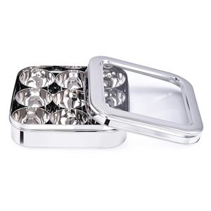 Especiero de Acero Inoxidable de Alta Calidad con Tapa de Vidrio, Contenedor de Almacenamiento, Tarro para Especias, Organizador de Cocina - Product Image 1