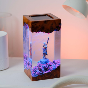 Lampe en époxy personnalisée, lampe en résine époxy, lampe en résine époxy personnalisée, lampe en bois et résine, veilleuse personnalisée, cadeau fait main, anniversaire - Product Image 2