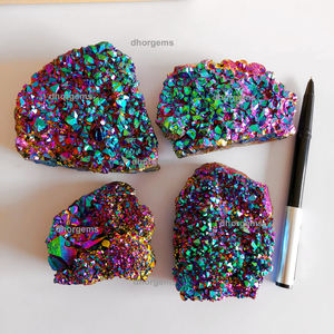 Torre de amatista drusa de cuarzo natural, Cuarzo Natural, gran angular, aura, de cristal crudo, verde y azul - Product Image 1