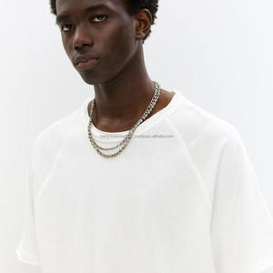 Logotipo personalizado de alta calidad 300GSM caja de peso pesado ajuste 100% algodón hombro caído de gran tamaño recortada Boxy tallas grandes camisetas para hombres - Product Image 5