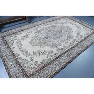 พรมวินเทจสไตล์ตุรกี ขนาด 6.1x9.8 ฟุต พรมขนาดใหญ่ สีขาวล้วน - Product Image 2