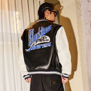 2025 Tamaños personalizados Mejor venta Chaquetas de cuero para hombres Chaquetas de cuero genuino hechas a medida con bordado Chaquetas Avirex - Product Image 5