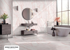 Azulejos de porcelana de 600x1200 Rosa ónix ahumado, azulejos superiores antideslizantes de larga duración para baños, villas, apartamentos y escuelas - Product Image 3