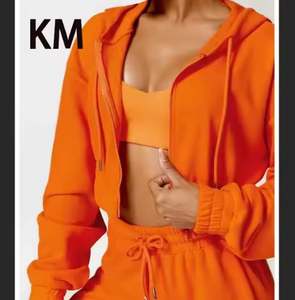 Wholesale Custom Women's 2 Piece Set Puff Printing Blank <b>Plain</b> <b>Sweatshirts</b> & Hoodies Short Length with Laces Decoration - Product Image 3