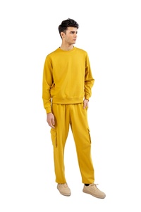 Sudadera amarilla mostaza sólida Boxy Fit cuello redondo para ropa de calle chándales Unisex de secado rápido de alta calidad - Product Image 2