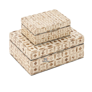 Boîte à bijoux en incrustation de nacre pour boîtes décoratives élégantes avec motif de mosaïque linéaire pour la vente en gros - Product Image 4