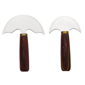Couteau rond en cuir en acier inoxydable durable, outil artisanal, couteau à tête en cuir pour couper, tailler et façonner, manche en bois - Product Image 1