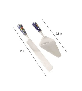 Ensemble de couteaux à beurre en acier inoxydable Ensemble de couteaux à fromage en métal finition argentée brillante avec manche décoratif en bois Ensemble de couteaux de 2 pièces - Product Image 5