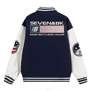 Parche de manga larga Chenille bordado Street wear Letterman Varsity Jacket para hombres - Product Image 6