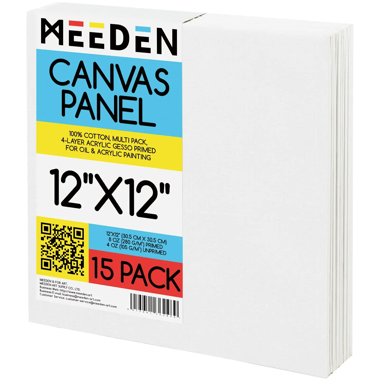 EEDEN 15-पैक 12*12 इंच 100% कपास 8oz जिप्स-Primed खाली सफेद कैनवास पैनलों कैनवास बोर्डों के लिए कला की आपूर्ति पेंटिंग