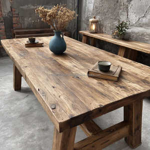 Mesa de Comedor Cuadrada de Madera Maciza Moderna Hecha a Mano KALATRI con Patas de Metal, Ecológica, para 6 Personas, para Uso en el Hogar y la Escuela - Product Image 3