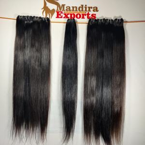 Vente en gros d'extensions de cheveux humains vierges Remy de couleur noire lisses, soyeuses, ondulées, naturelles, indiennes, traitement en lot pour femmes - Product Image 4
