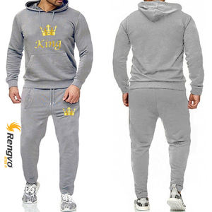 ชุดกีฬาผู้ชายแฟชั่นฤดูใบไม้ร่วง ไซส์ใหญ่ ระบายอากาศ แห้งเร็ว น้ำหนักเบา เสื้อฮู้ดและกางเกงขายาว ชุด 2 ชิ้น ผ้าฝ้าย/โพลีเอสเตอร์ - Product Image 5