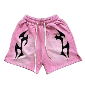 Ropa de calle de moda para hombre, pantalones cortos transpirables de gran tamaño lavados con ácido para hombre con serigrafía de algodón 100% - Product Image 3