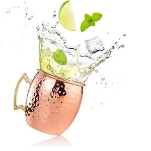 ชุดแก้วทองแดงมอสโกมีหูจับทองเหลืองสำหรับดื่มค็อกเทลทองแดงแท้2ใบปลอดภัยสำหรับอาหาร - Product Image 1