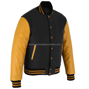 2025 OEM personnalisé taille usine-fait hommes chaud noir polaire Varsity veste or cuir manches nouvel hiver chauffé Letterman vestes - Product Image 5