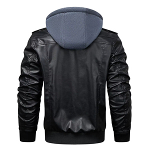 Abrigo cálido a prueba de viento de invierno para hombre con cuello de piel sintética de oveja recién llegado chaqueta de cuero grueso con patrón de camuflaje Formal - Product Image 3