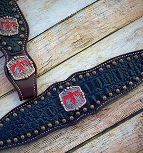 Kaamkaaj Genuine Leather Western Saddle Horse Tack <b>Set</b> for Riding Metal Components Buckle Closure <b>Beaded</b> Headstall Breast Collar - Product Image 2