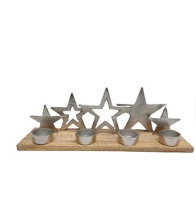 Décoration de table de Noël de luxe en aluminium et bois, forme rectangulaire, base argentée de couleur naturelle pour la décoration de la maison, vente en gros - Product Image 2