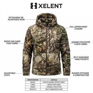 Unisex <b>Camouflage</b> Fleece Hooded Zipper-Front Hiking Jacket - Product Image 5