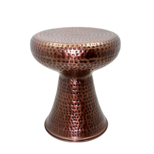 เก้าอี้เหล็กกลมทรงเห็ดทุบสีทองเฟอร์นิเจอร์ทองเหลืองโบราณออตโตมานและโต๊ะข้างจำนวนมาก - Product Image 2