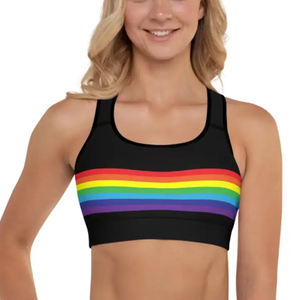 Soutien-gorge pour femmes imprimé par sublimation de logo personnalisé, vente en gros de soutiens-gorge de sport solides respirants pour vêtements de fitness et de yoga de meilleure qualité - Product Image 2