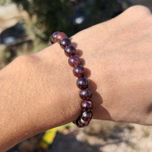 Red Garnet Adjustable <b>Beaded</b> <b>Bracelet</b> 8mm Smooth Silver Plated Natural Gemstone Handmade Luxury 925 Silver Women's Jewelry Gift - Product Image 3