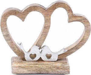 Trending Design Heart Decorative Stand 22 cm Large Decorative Object Amour 2 as <b>Table</b> Decoration Windowsill Decoration Silver - Product Image 1