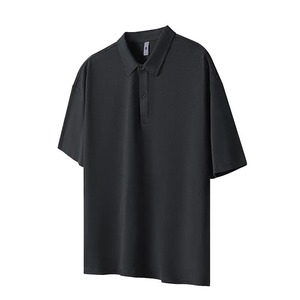 Nouveaux hommes et femmes à épaules tombantes avec le même polo ample respirant 100% coton uni à double fil - Product Image 2