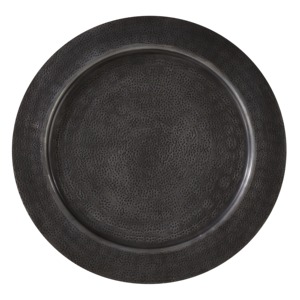 Assiettes de présentation en aluminium avec texture martelée Set de 4 décorations de table à dîner au fini noir rustique - Product Image 4