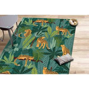 Tapis à imprimé tigre : Tapis bohème vert antidérapant, tapis en chenille - Product Image 2