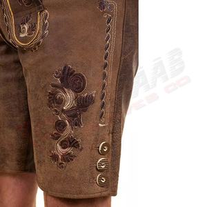 Custom Logo and Design Latest German-Bavarian Men's-traditional Goatskin-Leather Bavarian-Embroidery-suits <b>Shorts</b> With-<b>Belts</b> - Product Image 2