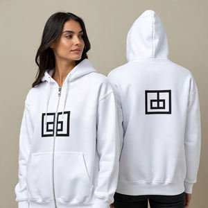 Sweats à capuche à fermeture éclair avec logo personnalisé pour femmes Veste à capuche en polaire décontractée à manches longues et 100% coton uni respirant-doux - Product Image 1