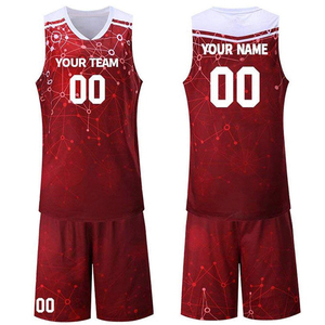 Ensemble de maillot de basket-ball réversible pour adultes, livraison rapide, respirant, imprimé, évacuant l'humidité, couleur unie, personnalisable, grande taille - Product Image 1