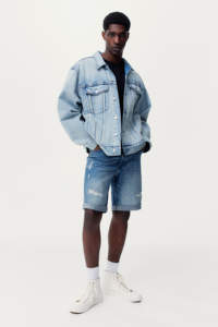 Vêtements de sport régulièrement ajusté polaire Soft Shell matériel lourd poids 500 GSM plaine blanc régulier Denim shorts pantalons pour hommes - Product Image 2