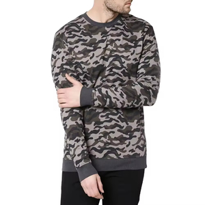 เสื้อสเวตเชิ้ตคอกลมผ้าคอตตอนผสมสำหรับผู้ชายฤดูหนาว แบบ OEM ODM ปรับแต่งได้ แขนลายพราง คุณภาพสูง ทรงหลวม - Product Image 1