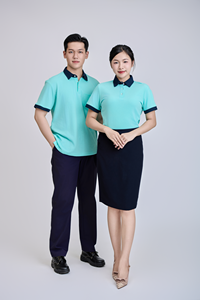 เสื้อเชิ้ตลำลองติดกระดุมแขนสั้นสำหรับผู้ชายยี่ห้อ FMF OEM จากเวียดนามเสื้อ40% ผ้าฝ้ายถักแบบ60% TC สีฟ้าน้ำทะเลสีกรมท่าผลิตจากเวียดนาม - Product Image 3