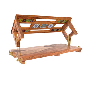 Modern Solid Wood <b>Swing</b> Jhoola with Colorful Tile Inlay Handmade Hotel & Indoor/Outdoor With Rosewood Natural Finish - Product Image 1
