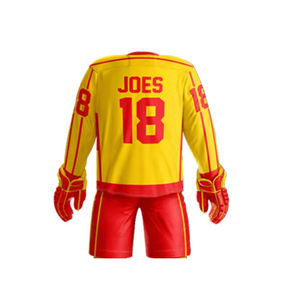 Uniformes de hockey sur glace à col en V de haute qualité, ensemble de polyester régulier à sublimation complète - Product Image 6
