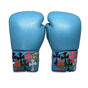 Guantes de boxeo ganadores con parches de corazón cromado de último diseño, guantes de cuero de vaca Real, guantes personalizados con cordones para Kickboxing - Product Image 1