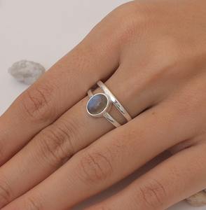 925 argent Sterling fait à la main pierres précieuses Labradorite Spinner bague solide 925 estampillé argent haute qualité cadeau de mariage bague bijoux - Product Image 3