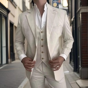 Traje de Negocios de 3 Piezas para Hombre, Corte Slim, Cierre de Cremallera, Transpirable, Blazer, Chaleco y Pantalones, Ropa Formal para Boda - Product Image 1