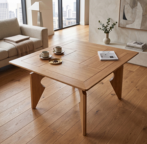 Table basse rectangulaire moderne en chêne massif pour salon, mobilier de maison avec garantie de 3 ans, hôtel, appartement, villa, meubles MT - Product Image 5