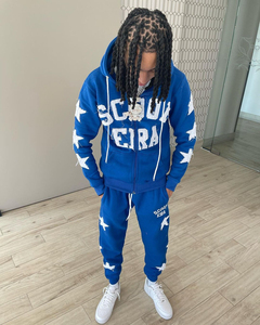 Prix de gros – Ensemble de survêtement thermique brodé et imprimé pour homme, coupe ajustée, 100 % coton, collection hiver gaufrée - Product Image 2