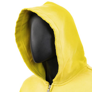 เสื้อฮู้ดซิปสีเหลืองลายกราฟิกแบบกำหนดเอง พิมพ์ดิจิทัล ผ้าเฟรนช์เทอร์รี่ 400 กรัม สไตล์วินเทจฟอกสีแบบดิสเทรส - Product Image 2