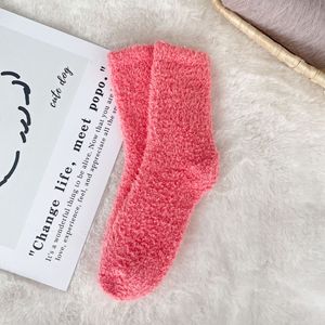 New Winter Warm Thick Custom Embroidered Logo Pink <strong>Socks</strong> Women Cozy <strong>Fluffy</strong> Fuzzy <strong>Socks</strong> - Product Image 6