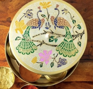 Boîte Masala en métal cuivre et laiton avec couvercle en métal Boîte à épices à pain Bocal Meilleurs contenants à épices en laiton d'Inde - Product Image 2