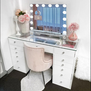 Cao cấp tùy chỉnh bán buôn nhà hiện đại phòng ngủ trắng Vanity bảng sang trọng bàn trang điểm nóng bán châu âu phong cách trang điểm bảng - Product Image 5