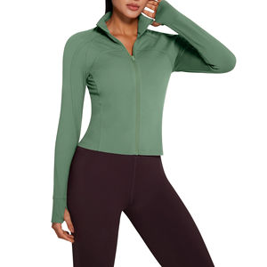 Chaqueta Deportiva para Mujer, para Correr, Yoga, Fitness, Atlética, de Gimnasio, Larga, Ligera, Transpirable, Ecológica, con Estampado de Diamantes de Imitación - Product Image 1